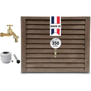 Réservoir d'eau de pluie Garantia - 350L Design bois rustique - Publicité Réservoir d'eau de pluie Garantia - 350L Design bois rustique - Publicité