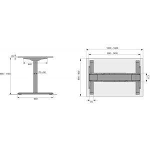 Hettich Marco de Escritorio Eléctrico - Change Top Eco - 1000x1600mm - Plata Hettich Marco de Escritorio Eléctrico - Change Top Eco - 1000x1600mm - Plata