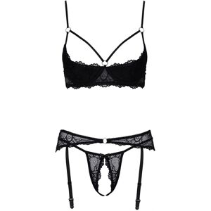 Cottelli Lingerie Setti - 3-osainen Musta pitsi ja renkaat Cottelli Lingerie Setti - 3-osainen Musta pitsi ja renkaat