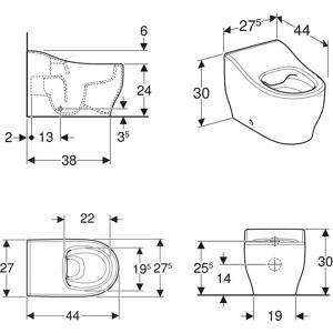 W.C. Enfant Geberit Murale - Sans Rebord, 24cm, Blanc - Publicité W.C. Enfant Geberit Murale - Sans Rebord, 24cm, Blanc - Publicité