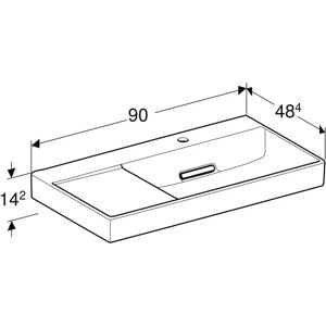 Keramag Geberit Vask - Hvid, 90x14,2x48cm, Horisontal Udløb Keramag Geberit Vask - Hvid, 90x14,2x48cm, Horisontal Udløb