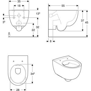 Keramag Geberit Renova Comfort WC Suspendu - Sans Bord, Hauteur Élevée, Forme Fermée - Publicité Keramag Geberit Renova Comfort WC Suspendu - Sans Bord, Hauteur Élevée, Forme Fermée - Publicité