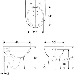 Geberit Renova Toilet - Deep-flush, Rimfree, 352x400x490 mm Geberit Renova Toilet - Deep-flush, Rimfree, 352x400x490 mm