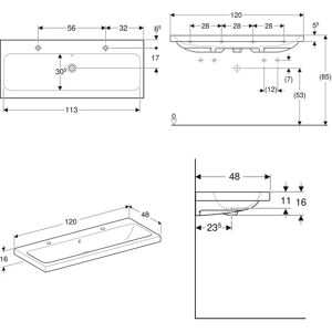 Vasque Geberit iCon Light - 120x48cm, Blanc, 2 Trouss - Publicité Vasque Geberit iCon Light - 120x48cm, Blanc, 2 Trouss - Publicité