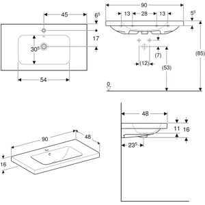 Geberit Weiß iCon Light Waschtisch mit Ablage - 90x48cm Geberit Weiß iCon Light Waschtisch mit Ablage - 90x48cm