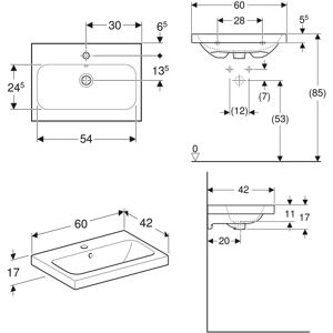 Geberit Wit iCon Light Wastafel - Badkamerwasbak 60cm Geberit Wit iCon Light Wastafel - Badkamerwasbak 60cm
