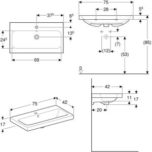 Geberit Wit iCon Light Kort Projectie Wastafel - Wastafel Geberit Wit iCon Light Kort Projectie Wastafel - Wastafel