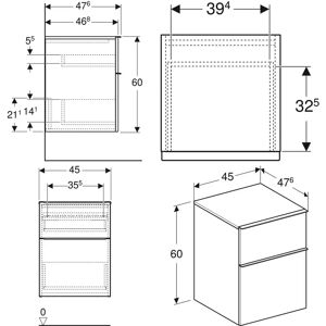 Dulap lateral Geberit iCon - Alb, 2 sertare, 45x60x47.6 cm Dulap lateral Geberit iCon - Alb, 2 sertare, 45x60x47.6 cm