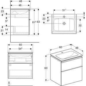 Geberit iCon Set Wandhäng Waschbecken mit Unterschrank - 60cm - Weiß Geberit iCon Set Wandhäng Waschbecken mit Unterschrank - 60cm - Weiß
