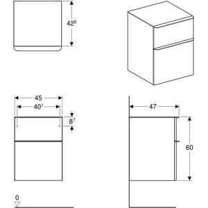 Geberit - Model 500357 - Wandkast met 2 lades - Wit hoogglans Geberit - Model 500357 - Wandkast met 2 lades - Wit hoogglans