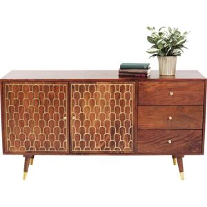 Mangohout Sideboard med Gylne Ornamenter - Retro Vintage Oppbevaring Mangohout Sideboard med Gylne Ornamenter - Retro Vintage Oppbevaring