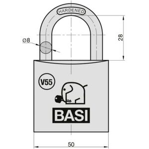Basi VB5090-0050 Vorhängeschloss - 50 mm Verschluss Basi VB5090-0050 Vorhängeschloss - 50 mm Verschluss