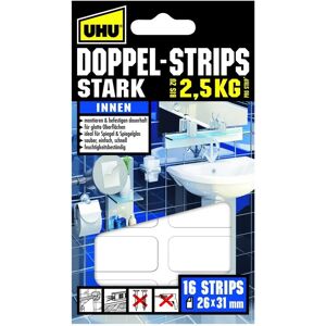 UHU Double-sided Tape - 16 pcs, 31x26mm, White - Indoor Use UHU Double-sided Tape - 16 pcs, 31x26mm, White - Indoor Use