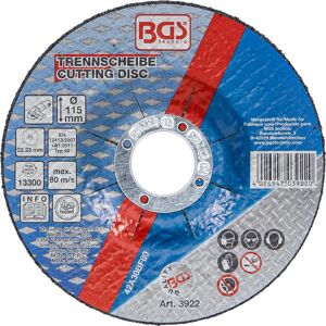 Disco da taglio BGS TECHNIC 3922 - Acciaio, Metallo, 115mm Disco da taglio BGS TECHNIC 3922 - Acciaio, Metallo, 115mm