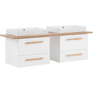 MÖBELPARTNER Waschbecken mit Unterschrank Duo 701519 kreideweiß eiche landhaus 165,2 x 50,0 x 61,5 cm - Badezimmermöbel MÖBELPARTNER Waschbecken mit Unterschrank Duo 701519 kreideweiß eiche landhaus 165,2 x 50,0 x 61,5 cm - Badezimmermöbel