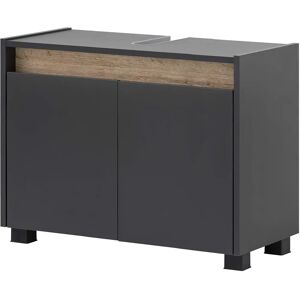 MÖBELPARTNER Armario de baño - Cosmo Gris oscuro - Ahorro de espacio, Fabricado en Alemania MÖBELPARTNER Armario de baño - Cosmo Gris oscuro - Ahorro de espacio, Fabricado en Alemania