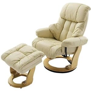 MCA Furniture Calgary Creme Leder Relaxsessel mit Hocker - Fernsehsessel MCA Furniture Calgary Creme Leder Relaxsessel mit Hocker - Fernsehsessel