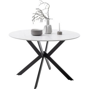 MCA FURNITURE UBATE Runder Keramiktisch - 120x120cm, Weiß Marmoriert MCA FURNITURE UBATE Runder Keramiktisch - 120x120cm, Weiß Marmoriert