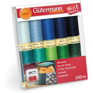 Gütermann Sew-All Ensemble Bleu et Vert - Fil Polyester 100m - 10 Bobines Gütermann Sew-All Ensemble Bleu et Vert - Fil Polyester 100m - 10 Bobines