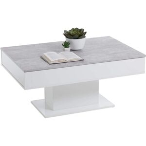 Table Basse Extensible FMD Gris et Blanc - Design Moderne - Publicité Table Basse Extensible FMD Gris et Blanc - Design Moderne - Publicité