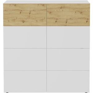 Calicosy Belm 5 Buffet lucido bianco con decorazione quercia - 8 cassetti Calicosy Belm 5 Buffet lucido bianco con decorazione quercia - 8 cassetti