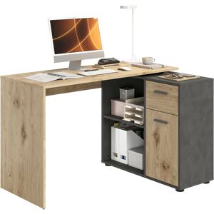 FMD Augsburg Schreibtisch - Schwarz, Viking Eiche, Anthrazit - Tisch mit Stauraum FMD Augsburg Schreibtisch - Schwarz, Viking Eiche, Anthrazit - Tisch mit Stauraum