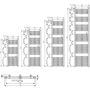 Megabad Plana Badkamerradiator - Middelpunt aansluiting Megabad Plana Badkamerradiator - Middelpunt aansluiting