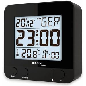 Techno Line WT235 Alarm Clock - Radio-controlled, Black, 12/24h, Snooze Techno Line WT235 Alarm Clock - Radio-controlled, Black, 12/24h, Snooze