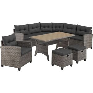 KONIFERA Keros Premium Gartenlounge-Set - Polyrattan, Stahl, für 8 KONIFERA Keros Premium Gartenlounge-Set - Polyrattan, Stahl, für 8