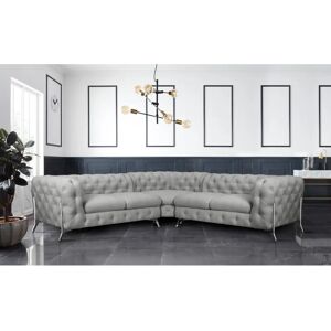 Leonique Amaury L-Form Sofa - Chesterfield, Silber, 264x75x262cm Leonique Amaury L-Form Sofa - Chesterfield, Silber, 264x75x262cm