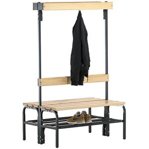 Banco de vestuario con ganchos - 6 ganchos, 1015 mm, antracita, madera natural Banco de vestuario con ganchos - 6 ganchos, 1015 mm, antracita, madera natural