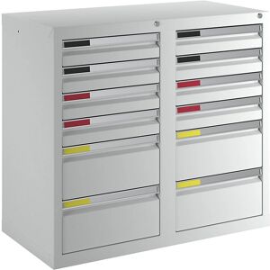 Archivo de acero Kaiserkraft - 12 cajones, gris claro, 1000mm Archivo de acero Kaiserkraft - 12 cajones, gris claro, 1000mm