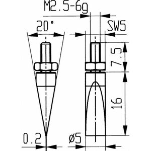 Käfer Hm Carburo Punta Abbildung 20 / 5 mm - Messlehre Käfer Hm Carburo Punta Abbildung 20 / 5 mm - Messlehre
