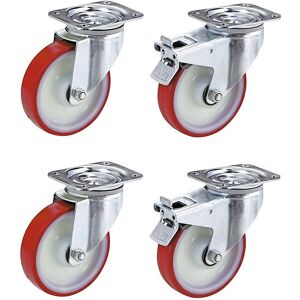 Ruote in poliuretano TENTE su cerchioni in poliamide - Girevoli & Freni - 80x32mm Ruote in poliuretano TENTE su cerchioni in poliamide - Girevoli & Freni - 80x32mm