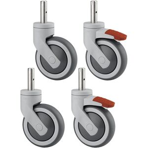 Ruote in plastica TENTE - Set da 4 con freno doppio e standard Ruote in plastica TENTE - Set da 4 con freno doppio e standard