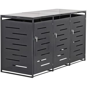 Dema - Triple trash can enclosure - Anthracite - Publicité Dema - Triple trash can enclosure - Anthracite - Publicité