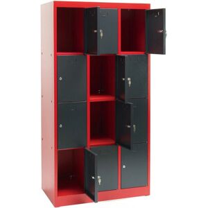 Armoire Dema 12 Compartiments - Collectivités - Atelier - École - Rouge/Gris - Publicité Armoire Dema 12 Compartiments - Collectivités - Atelier - École - Rouge/Gris - Publicité