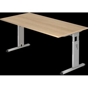HAMMERBACHER OS 16 höhenverstellbarer Schreibtisch Eiche / Silber - Schreibtisch HAMMERBACHER OS 16 höhenverstellbarer Schreibtisch Eiche / Silber - Schreibtisch