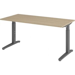 Eurokraft pro ANNY - Bureau réglable en hauteur avec piètement en C, 1600mm, chêne / graphite - Mobilier de bureau - Publicité Eurokraft pro ANNY - Bureau réglable en hauteur avec piètement en C, 1600mm, chêne / graphite - Mobilier de bureau - Publicité