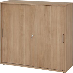 Armoire à portes coulissantes en noyer Hammerbacher - 2 étagères - Rangement de bureau - Publicité Armoire à portes coulissantes en noyer Hammerbacher - 2 étagères - Rangement de bureau - Publicité