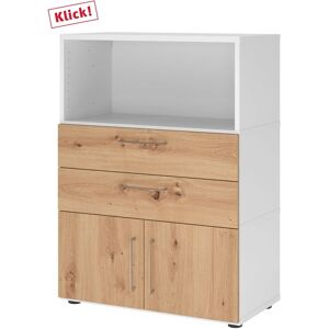 Armoire et Étagère Hammerbacher - Blanc / Chêne - 80cm x 40cm x 109.8cm - Publicité Armoire et Étagère Hammerbacher - Blanc / Chêne - 80cm x 40cm x 109.8cm - Publicité