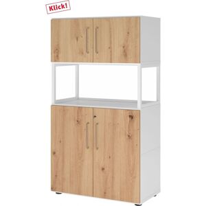 Armoire avec portes HAMMERBACHER - Blanc/Chêne - Publicité Armoire avec portes HAMMERBACHER - Blanc/Chêne - Publicité