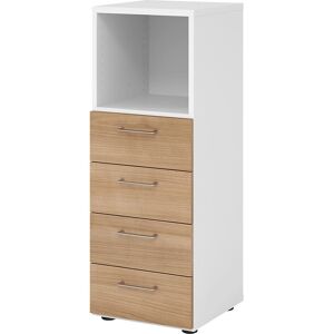 Armoire HAMMERBACHER avec étagère ouverte - Blanc/Noyer - 40x42x110cm - Publicité Armoire HAMMERBACHER avec étagère ouverte - Blanc/Noyer - 40x42x110cm - Publicité