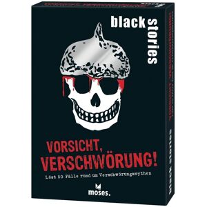 moses. Verlag GmbH Black Stories Vorsicht Verschwörung! - Jeu d'histoires - Publicité moses. Verlag GmbH Black Stories Vorsicht Verschwörung! - Jeu d'histoires - Publicité