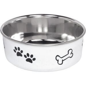 Nobby 73829 Bol à chien en acier inoxydable blanc avec motifs os et patte - Publicité Nobby 73829 Bol à chien en acier inoxydable blanc avec motifs os et patte - Publicité