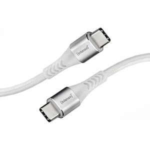 Câble USB Nylon 1,5m - USB-C à USB-C - 60W - Blanc - Publicité Câble USB Nylon 1,5m - USB-C à USB-C - 60W - Blanc - Publicité