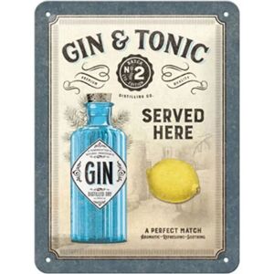 Nostalgic Art Gin & Tonic Schild - Für Zuhause oder Bar Nostalgic Art Gin & Tonic Schild - Für Zuhause oder Bar