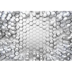 KOMAR Titanium Wall Mural - 3D Silver/White Art KOMAR Titanium Wall Mural - 3D Silver/White Art