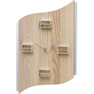 Horloge Murale AMS W9613 - Quartz, Bois, Argenté - Publicité Horloge Murale AMS W9613 - Quartz, Bois, Argenté - Publicité