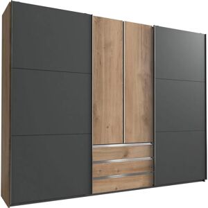 Wimex Magic Kleiderschrank - 4 Türen, 2 Stangen, 3 Schubladen, Grau Wimex Magic Kleiderschrank - 4 Türen, 2 Stangen, 3 Schubladen, Grau